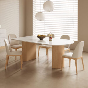 Wooden Leg Sintered Stone Dining Table